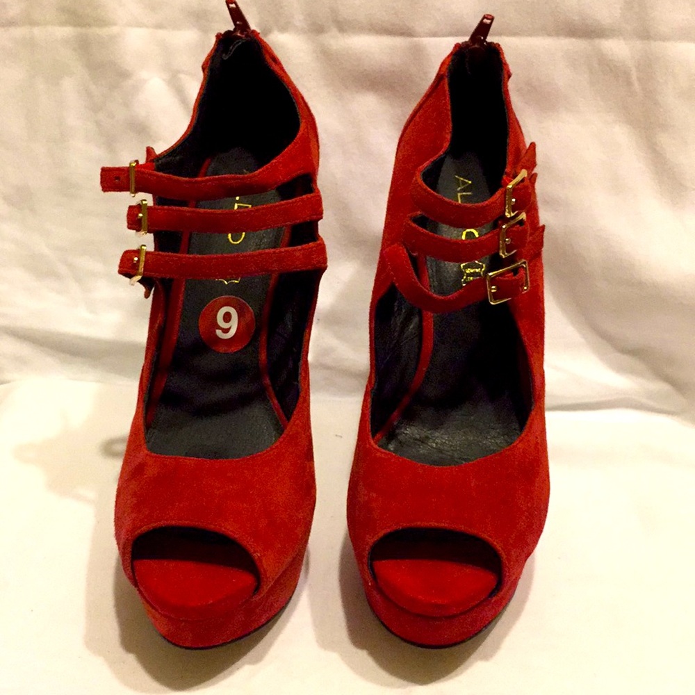 Red platform Heeled Sandal